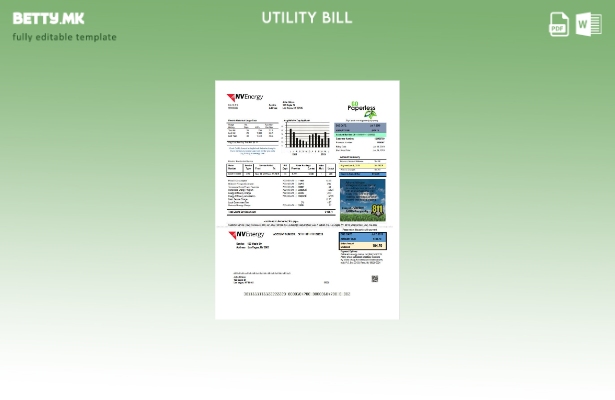 Шаблон за комунални сметки во модерен стил на САД Невада NV Energy